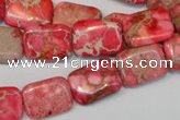 CDT631 15.5 inches 12*16mm rectangle dyed aqua terra jasper beads