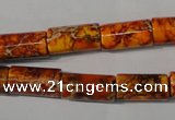 CDT738 15.5 inches 8*16mm tube dyed aqua terra jasper beads