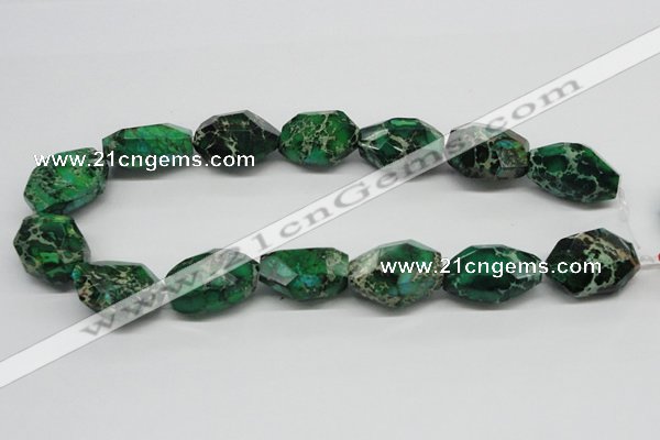 CDT79 15.5 inches 18*28mm faceted nuggets dyed aqua terra jasper beads
