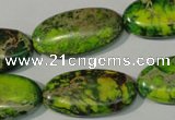 CDT941 15.5 inches 15*30mm oval dyed aqua terra jasper beads