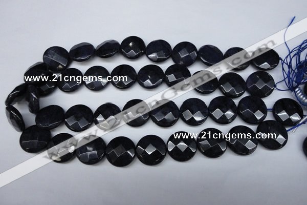 CDU126 15.5 inches 20mm faceted coin blue dumortierite beads