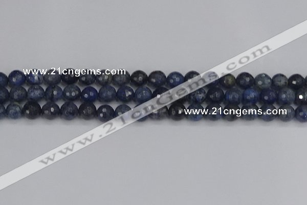 CDU317 15.5 inches 8mm faceted round blue dumortierite beads