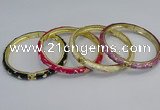 CEB67 6mm width gold plated alloy with enamel bangles wholesale