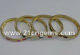 CEB83 7mm width gold plated alloy with enamel bangles wholesale