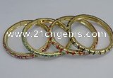 CEB85 7mm width gold plated alloy with enamel bangles wholesale