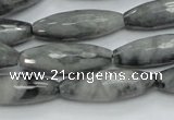 CEE31 15.5 inches 10*30mm faceted rice eagle eye jasper beads