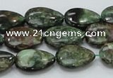 CEM07 15.5 inches 13*18mm flat teardrop emerald gemstone beads