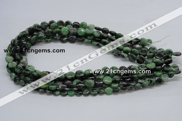 CEP10 15.5 inches 10mm flat round epidote gemstone beads