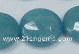 CEQ188 15.5 inches 30mm faceted coin blue sponge quartz beads