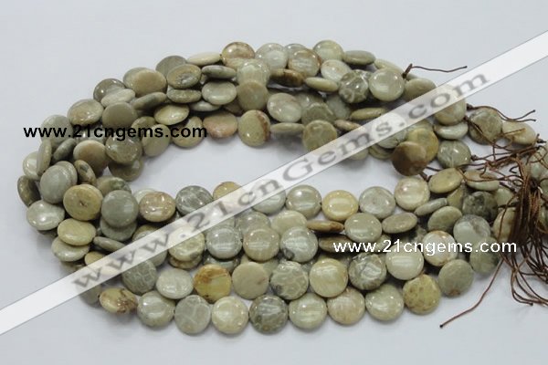 CFA07 15.5 inches 15mm flat round chrysanthemum agate gemstone beads