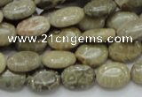 CFA09 15.5 inches 10*14mm oval chrysanthemum agate gemstone beads