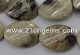 CFA215 15.5 inches 18*25mm twisted oval chrysanthemum agate beads