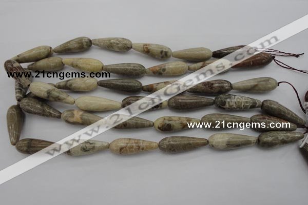 CFA232 15.5 inches 10*30mm teardrop chrysanthemum agate beads