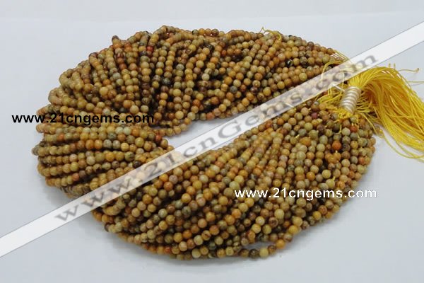 CFA30 15.5 inches 4mm round yellow chrysanthemum agate beads