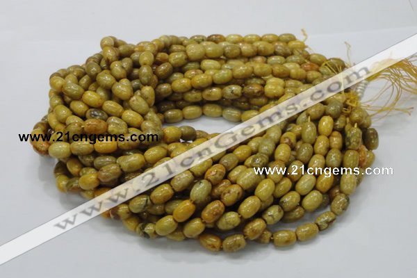 CFA36 15.5 inches 8*12mm rice yellow chrysanthemum agate beads