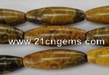CFA62 15.5 inches 10*30mm rice yellow chrysanthemum agate beads