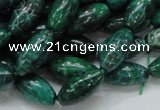 CFA69 15.5 inches 8*17mm rice green chrysanthemum agate beads