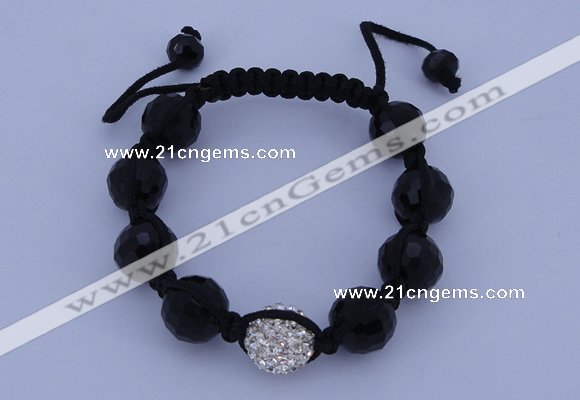 CFB546 12mm faceted round crystal with rhinestone beads bracelet