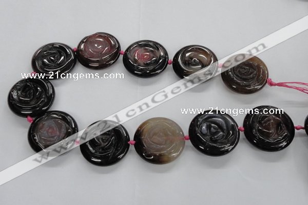 CFG1150 15.5 inches 35mm carved flower agate gemstone beads