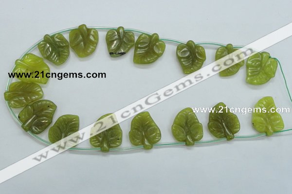 CFG12 15.5 inches 20*24mm carved leaf Korean jade beads