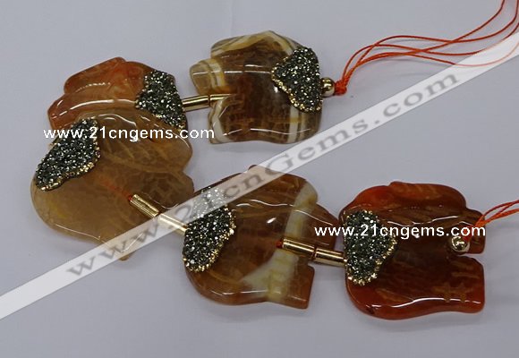 CFG1218 7.5 inches 45*50mm elephant agate gemstone beads wholesale