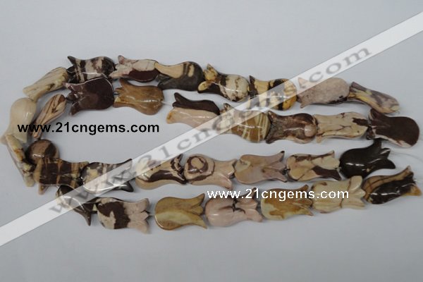 CFG243 15.5 inches 15*25mm carved flower zebra jasper beads