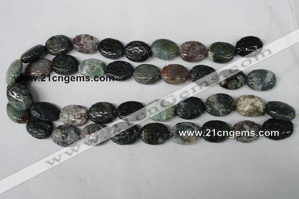CFG246 15.5 inches 15*20mm carved oval Indian agate beads