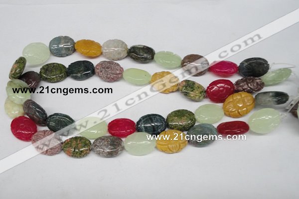 CFG247 15.5 inches 15*20mm carved oval mixed gemstone beads