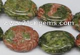 CFG248 15.5 inches 18*25mm carved oval unakite gemstone beads