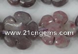 CFG459 15.5 inches 24mm carved flower lilac jasper beads