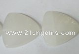 CFG525 15.5 inches 25*25mm carved triangle white jade beads