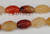 CFG54 15.5 inches 10*16mm carved rice agate gemstone beads
