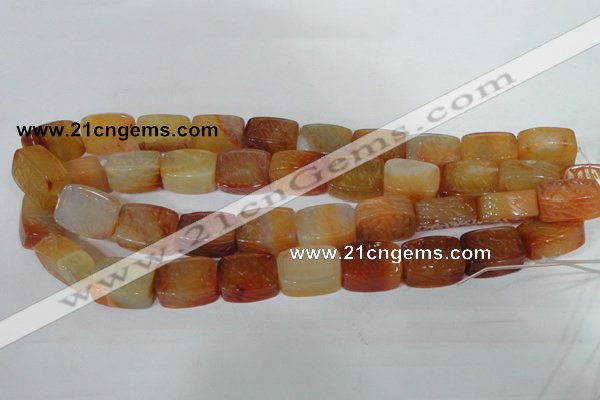 CFG549 15.5 inches 15*20mm carved brick red agate beads