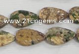 CFG824 12.5 inches 15*20mm carved leaf ocean stone beads wholesale