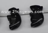 CFG860 Top-drilled 15*24mm carved animal black agate beads
