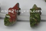 CFG862 Top-drilled 12*18mm carved animal unakite gemstone beads