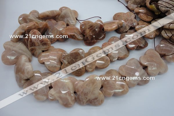 CFG933 15.5 inches 30*33mm faceted & carved butterfly moonstone beads