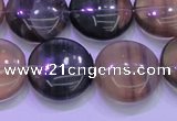 CFL1336 15.5 inches 18mm flat round purple fluorite gemstone beads