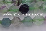 CFL1408 15.5 inches 10mm faceted nuggets fluorite gemstone beads