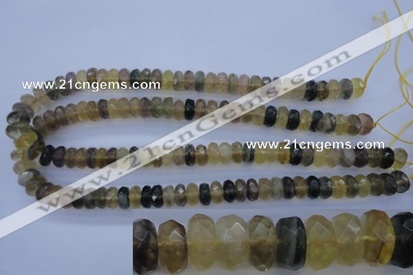 CFL143 15.5 inches 6*12mm faceted rondelle yellow fluorite beads