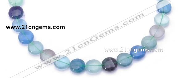 CFL43 flat round 12*12mm B grade natural fluorite bead Wholesale