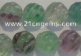 CFL459 15.5 inches 16mm carved round natural fluorite beads