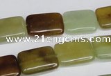 CFW148 15.5 inches 10*14mm rectangle flower jade gemstone beads