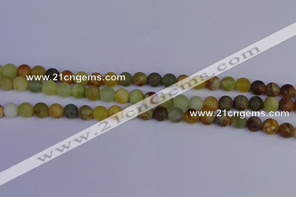 CFW202 15.5 inches 8mm round matte flower jade beads wholesale