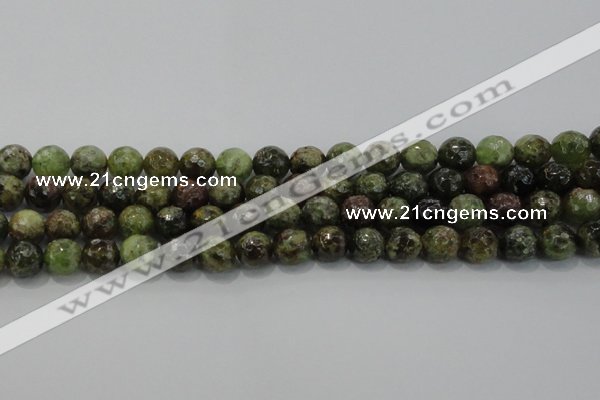 CGA149 15.5 inches 10mm faceted round natural green garnet beads