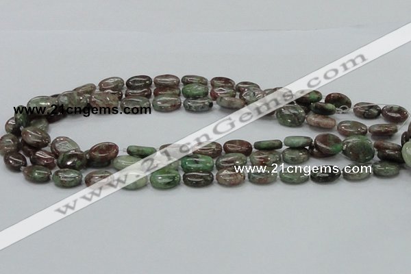 CGA65 15.5 inches 10*14mm oval red green garnet gemstone beads