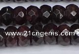 CGA680 15.5 inches 6*11mm faceted rondelle red garnet beads