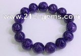 CGB2575 7.5 inches 14mm round charoite gemstone beaded bracelets