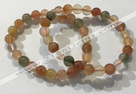 CGB4071 7.5 inches 8mm round mixed rutilated quartz beaded bracelets