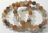 CGB4072 7.5 inches 9mm round mixed rutilated quartz beaded bracelets